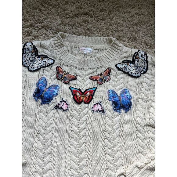 Sunset & Spring Butterfly Cable-Knit Sweater Women’s Large - Picture 3 of 10